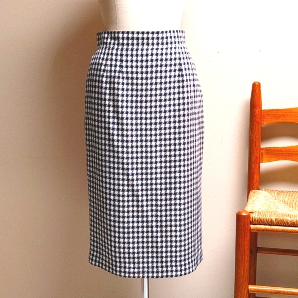 Vintage Lightweight Prophecy Long Houndstooth Pencil Skirt